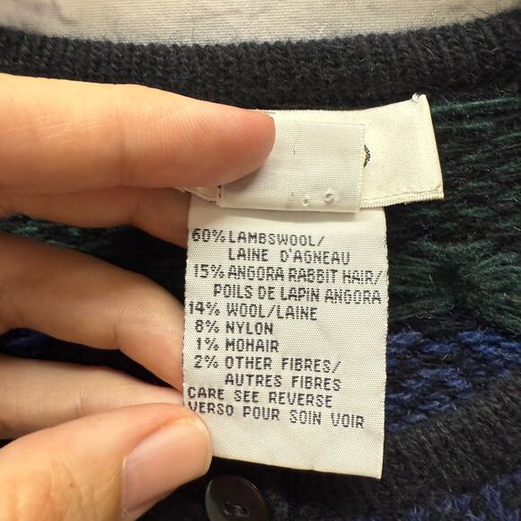 Vintage Womens Talbots Cardigan Sweater Size XL Striped Black Mohair Wool Button - Picture 4 of 6